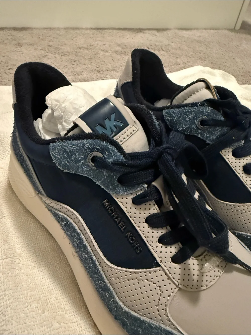 Michael Kors Women’s Navy and Light Gray Casual Lace-Up Sneakers